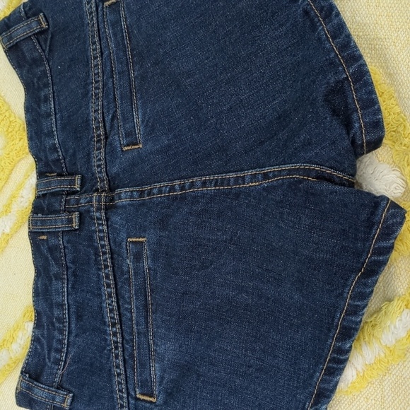 Free People Dark Wash White Eyelet Pockets Trim High Waisted Shorts - Picture 7 of 7